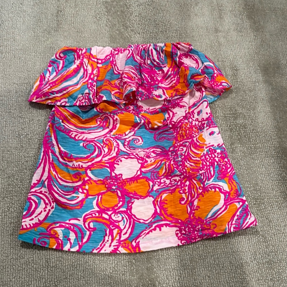 Lilly Pulitzer strapless top small pink,blue,orange,white